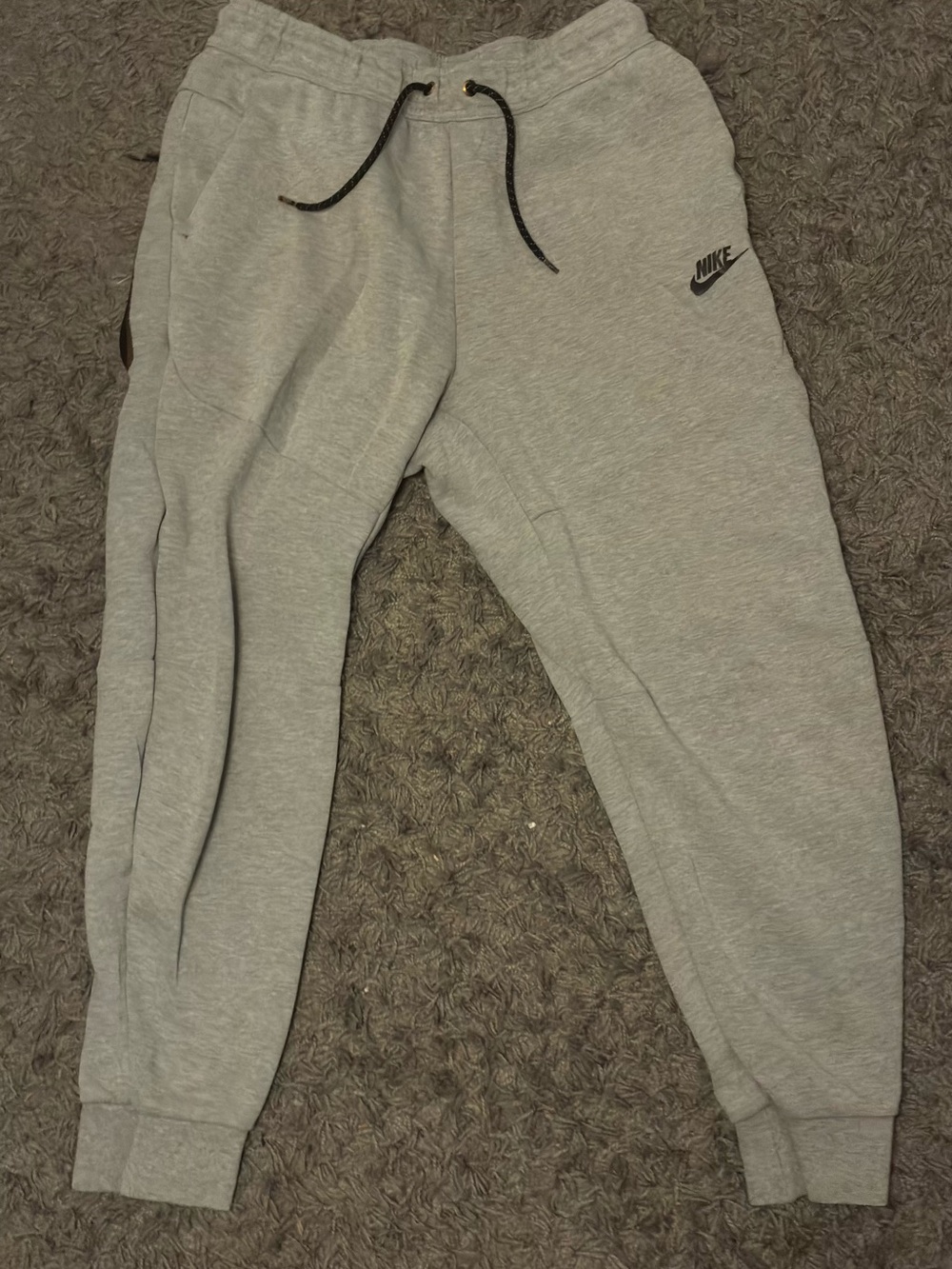 Nike Light Gray Fleece Joggers with Black Drawcord
